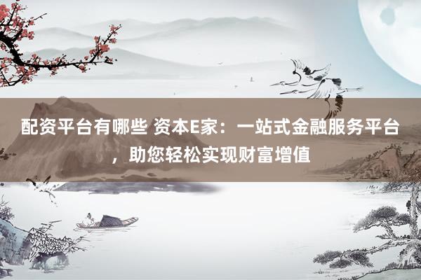 配资平台有哪些 资本E家：一站式金融服务平台，助您轻松实现财富增值