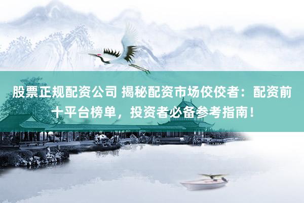 股票正规配资公司 揭秘配资市场佼佼者：配资前十平台榜单，投资者必备参考指南！