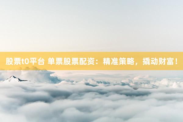 股票t0平台 单票股票配资：精准策略，撬动财富！
