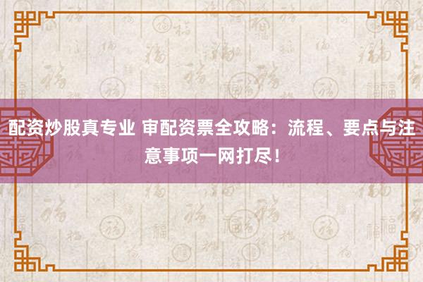 配资炒股真专业 审配资票全攻略：流程、要点与注意事项一网打尽！