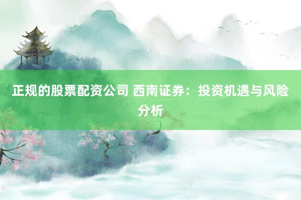 正规的股票配资公司 西南证券：投资机遇与风险分析