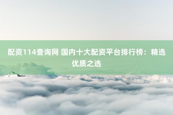 配资114查询网 国内十大配资平台排行榜：精选优质之选