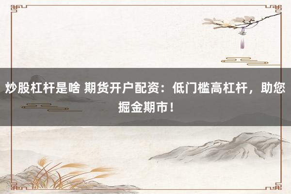 炒股杠杆是啥 期货开户配资：低门槛高杠杆，助您掘金期市！