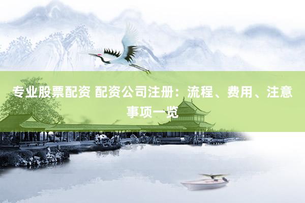 专业股票配资 配资公司注册：流程、费用、注意事项一览