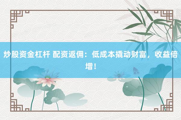 炒股资金杠杆 配资返佣：低成本撬动财富，收益倍增！