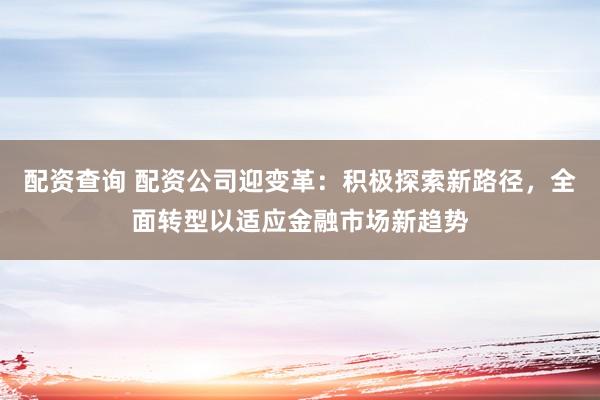 配资查询 配资公司迎变革：积极探索新路径，全面转型以适应金融市场新趋势