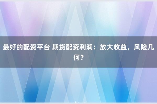 最好的配资平台 期货配资利润：放大收益，风险几何？