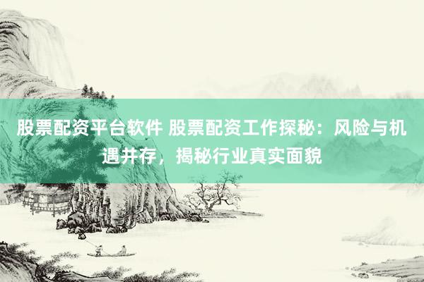 股票配资平台软件 股票配资工作探秘：风险与机遇并存，揭秘行业真实面貌
