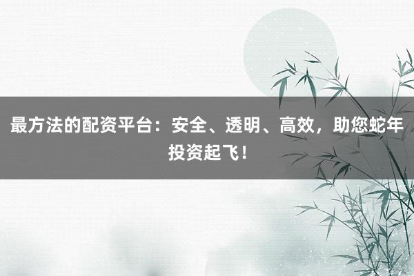 最方法的配资平台:安全、透明、高效,助您蛇年投资起飞!