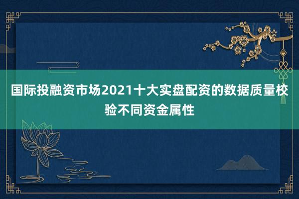 国际投融资市场2021十大实盘配资的数据质量校验不同资金属性